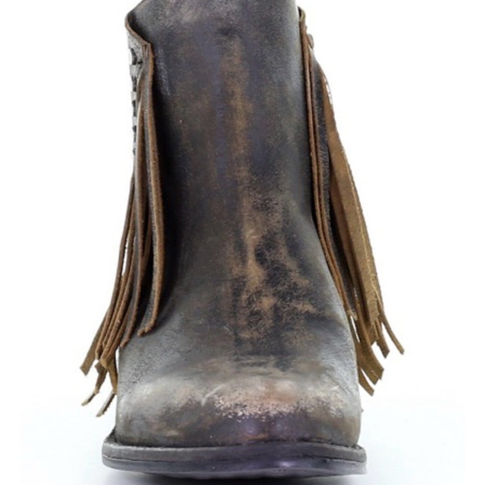 Circle G Distressed Fringe Ankle Boots - Dark Brown! Sz 10, but run small, 9 - Picture 6 of 13